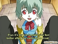 Cute hentai sucking stiff cock and swallowing cum