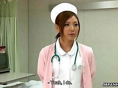 Fabulous Japanese nurse gets creampied after being roughly p