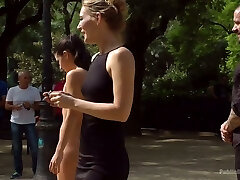 Submissive scanty Carolina Abril gets humiliated outdoors and mouthfucked hard