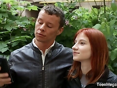 Kinky too pale redhead Emily Crimson gets poked doggy after throating dick