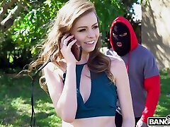 Wild masked man makes submissive pale hottie Alex Blake suck his dick