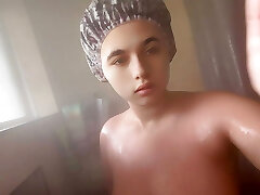 Chubby meaty BBW taking a shower