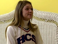 Uniform-clad g/g teen with small orbs getting her pussy licked