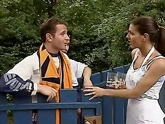 Karen Lancaume 3some outdoors