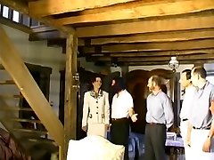 Hottie in stocking enjoys an anal bukkake gangbang