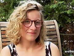 Hairy Honey in Glasses Has Orgasm