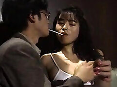 Japanese secretary hand-job footjob in pantyhose Uncensored