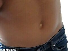 Ebony girl belly button cam