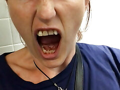 Letting Out a massive piss at Denver Airport where I forgot Id taken my clit bar out whilst wiping my very hairy coochie