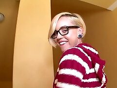 Provocative blonde slut Miley May moans during hardcore fucking