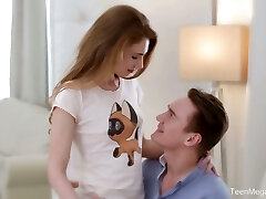 Ardent pale girlfriend Melisa rides dick to get her provocative ass hole stretched