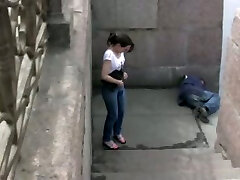 Nasty brunette inexperienced damsel has been spied when she pisses in public