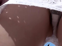 Frontal ass crack upskirt