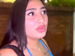 Inked Latina BBW offers to pummel her in public - POV