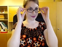 Torrid nerdy girl stripping and dancing nude on webcam