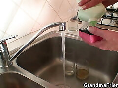 Two workers share very old granny