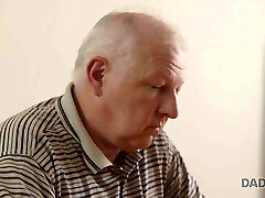 DADDY4K. Dad and young gal hot intercourse in bed culminates with..