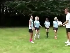 Four British Schoolgirls are very nice to their PE teacher
