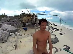 HARD NAKED Fellow WALKING AROUND A BEACH
