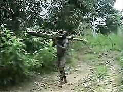 Busty ebony babe in outdoor multiracial threesome