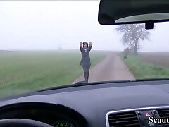 GERMAN AMATEUR COUPLE Blackmail Teenager to FFM Fuck Outdoor