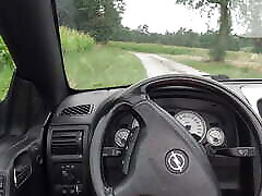 Jerk off in my convertible car with plug in my butt