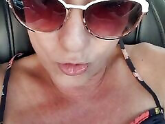 MILF Public Dildo Fuck in Car