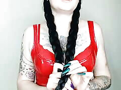 I know that you love to jerk off to gorgeous brunettes. Long hair fetish. Dominatrix Nika combs her long hair, plays big dif it