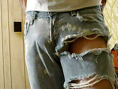 Distressed Levis and Jockey Elance fetish strip tease!