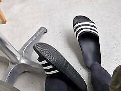 Addilettes with socks on the balcony 1 Addilettes with socks on the balcony 1