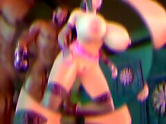 Busty brunette flows over pumped up blacks.