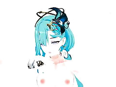 Honkai Impact 3rd Griseo Transparent Clothing Undress Nude Dance Hentai addiction Mmd 3D Blue Hair Color Edit Smixix