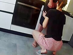 Wife fucks a neighbor in the kitchen. maid submissved and dominated cheating