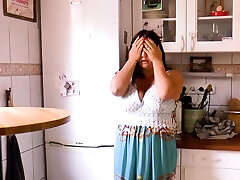 Chubby mature blonde rides bbc housewife with natural breasts finally has sex