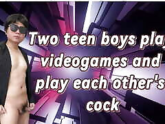 Two teenage boys play videogames and includes playing and sucking each other&039;s cock until it became part of their routine
