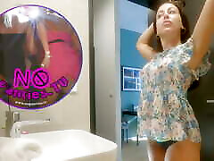 Tattooed Sexy Tight Shaved Pussy Petite Alia in the Bathroom takes off her Panties to show her Pussy and Bare Ass