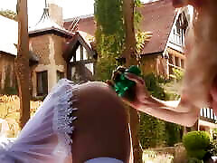 Two Blonde Look-alikes Fuck Each Other Outdoors with Their Massive Dildos