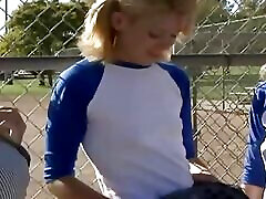Two Fit Baseball Players Have a Naughty Threesome with a Horny Blonde Lesbian