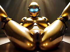 Golden Sex Robot Gets Tested By A Big Black Cock And Receive Cum Inside - AI Porn