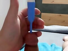 Shaking hands while sounding tight circumcised cock