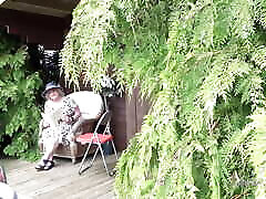 AuntJudys - 66yo Hairy Mature GILF Mrs. Claire Sucks Your Cock in the Garden POV