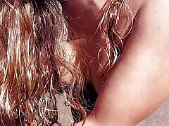Stranger on the beach takes off my condom in the car