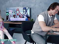 Stepsister gamer girl gets creampie from mom wearing bra son help stepbrother