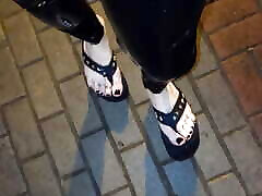 walking in the rain - public crossdressing