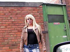 Amateur blonde nymph peeing in public