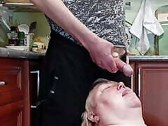 cum in stepmom&039;s student money talks after jerking off a dick in the kitchen