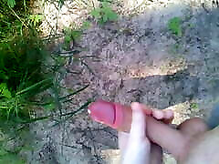 Jerking off in the forest and cumming