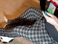 Interrupted my step son gaming to make him cum