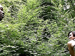 Athletic French babe enjoys anal threesome in the woods