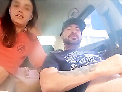 App driver fucks passenger who pisses herself and cums in the car!